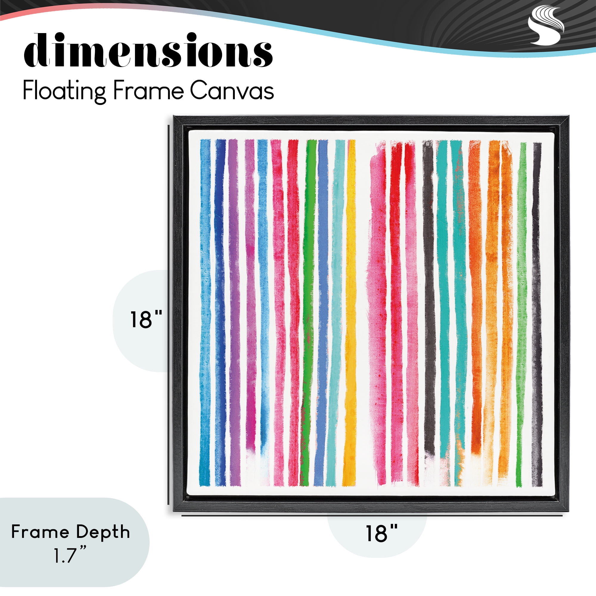 Stupell Industries Colorful Vertical Stripes Black Framed Floater Canvas Wall Art, design by Amber Sterling