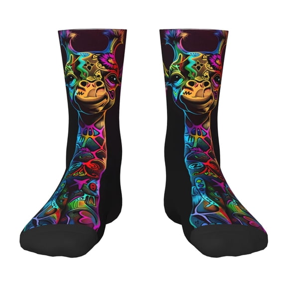 Naloa Neon Psychedelic Giraffe Kids Socks Unisex Kids and Toddlers' Crew Socks, ,1 Pairs