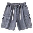 thumbnail image 1 of Cathalem Men's Ripped Denim Shorts & Jeans Mid Rise Stretchy Patchwork Jeans Shorts,Blue XXXXXL, 1 of 5