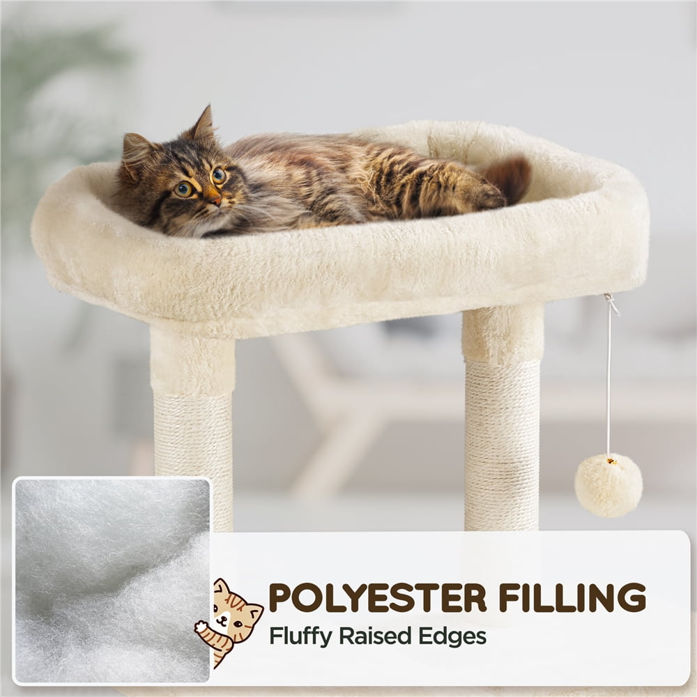 Alden Design 63″H Cat Tree Large Hammock Scratching Posts Cat Tower Indoor Cats Multilevel Plush Cat Tree