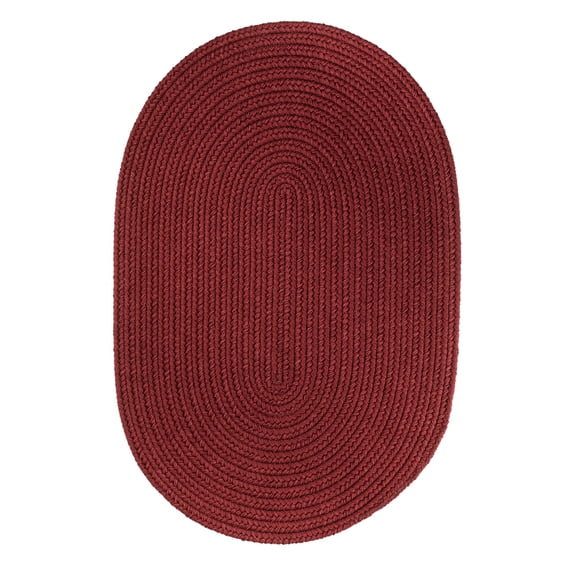 Indoor/Outdoor Solid Red Area Rug, Braided Textured Design, 10Ft. X 13Ft. Oval Reversible Carpet