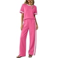 thumbnail image 2 of 2 Piece Sets for Women Matching Sets Summer Outfits Resort Wear Short Sleeve Lounge Set Wide Leg Pants with Pockets, 2 of 5