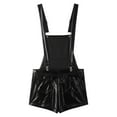 thumbnail image 6 of Sxiwei Men's Shiny Metallic Bib Overalls Dungarees Suspender Hot Shorts Pants Festival Party Clubwear Black S, 6 of 7
