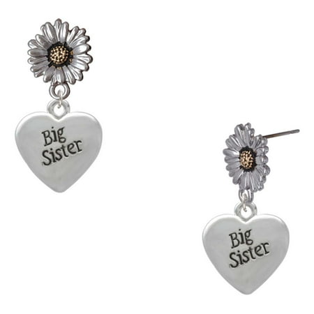 Delight Jewelry Silver-tone Big Sister Heart – Two-tone Daisy Flower Post Earrings Delight Jewelry Silver-tone Big Sister Heart – Two-tone Daisy Flower Post Earrings