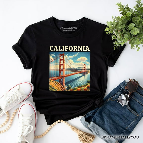 Classic California State Golden Gate Bridge T-Shirt, San Francisco Bay Tee and Coastal Landmark Souvenir