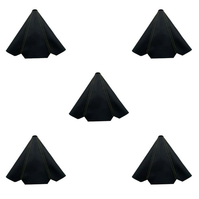 Transemion Car Shift Lever Collar PU Leather Interior Shifter Cover Automobile Manual Knob Stick Protector Modification Riding Yellow Line 5Set