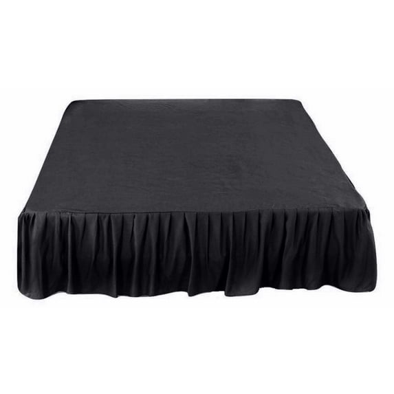 16 Inch Tailored Drop Ruffled/Gathered Easy Fit Bed Skirt (Short Queen Size, Solid Black) 700 Thread Count 100% Cotton Dust Ruffle - By The Great American Store