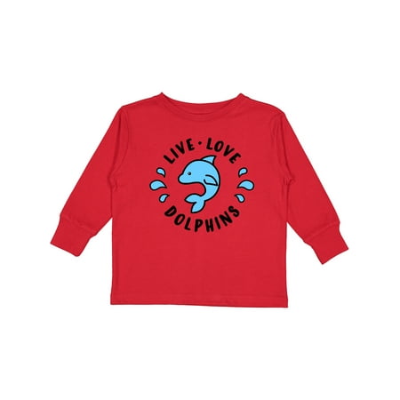 

Inktastic Live Love Dolphins Boys or Girls Long Sleeve Toddler T-Shirt