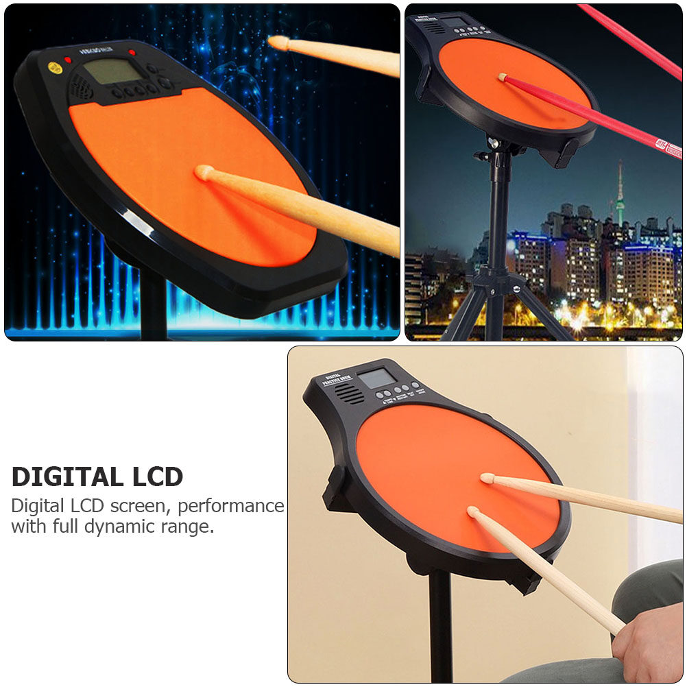 2 PCS Metronome Kit Drum Training Pad Practice Tools Orange