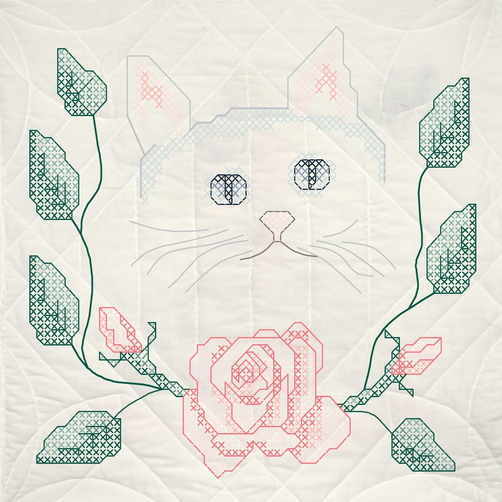 Fairway Stamped Quilt Blocks 18"X18" 6/PkgCat W/ Roses