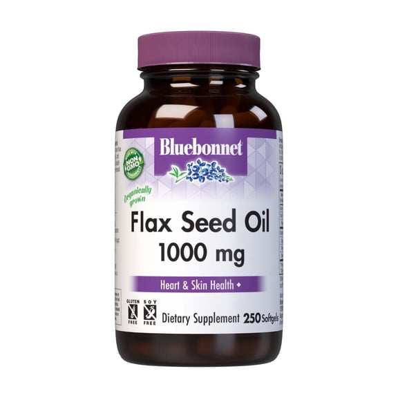 Bluebonnet Nutrition Flax Seed Oil 1000mg - Omega 3 6 9 Fatty Acids, 250 Count