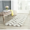 thumbnail image 2 of SAFAVIEH Barcelona Carmella Chevron Stripes Shag Area Rug, Ivory/Silver, 4' x 6', 2 of 7
