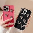 thumbnail image 2 of INS Cute Plating Lens Frame 3D Love Heart Candy Color Soft Case For iPhone 14 Pro Max 13 12 11 X XS XR 7 8 Plus Protective Cover, 2 of 5