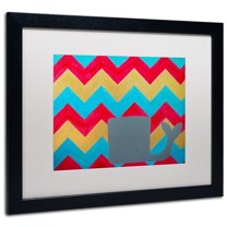 Trademark Fine Art "Pink and Gold Whale Chevron" Canvas Art by Nicole Dietz, White Matte/Black Frame