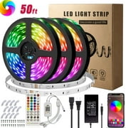 LED Strip Lights, 50ft Lights Strip 900 LEDs RGB Strip Music Sync Color Changing APP Bluetooth Control/Remote, Waterproof LED Lights for Bedroom, Party and Home Decoration