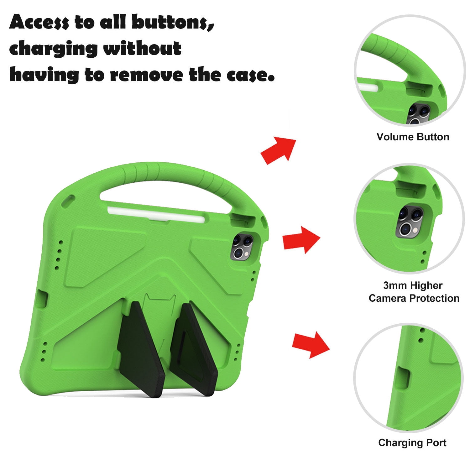 SaniMore Kids Case for iPad 10th Generation 2022, iPad 10.9" 2022 Case with Pencil Holder, Shock Proof Light Weight Convertible Handle Stand Kids Shell Case for Apple iPad 10 2022, Green