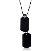 Dog Tag Necklace for Men Personalized Stainless Steel Military US Army ID Tag Double Dog Tag Dangling Pendant Necklace A.Black-plain {件数}