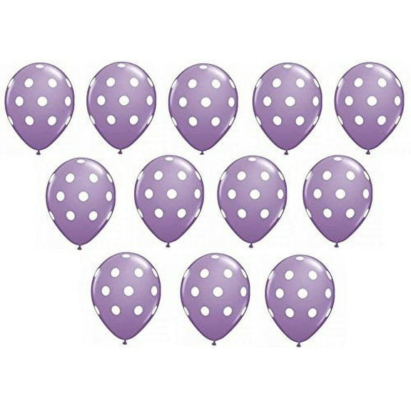 DalvayDelights 12 Light Lilac Purple Dot Polka Dot Latex Balloons Qualatex Made in The USA