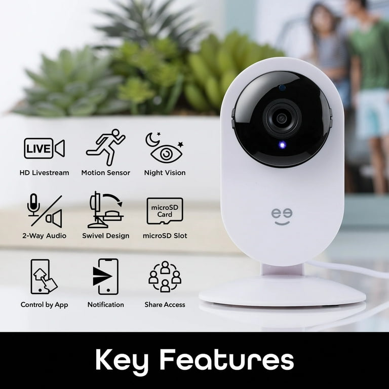 Geeni Glimpse 1080p HD Smart Camera Indoor Home Security Camera No Hub  Required Motion Detection Camera Smart Camera Works with  Alexa and  Google Home, Requires 2.4 GHz Wi-Fi 