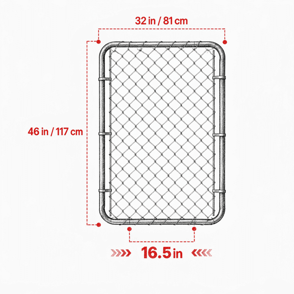 Adjustable Chain Link Fence Gate 32 x 46 in, Fits 2-4 ft (W) x 4 ft (H) Openings, for Garden & Farm, Posts Not Included