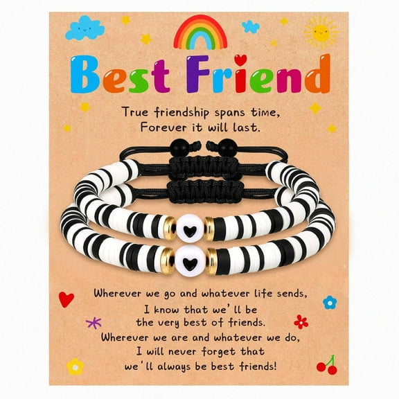 Best Friend Bracelets, Cute BFF Matching Heart Friendship Bead Bracelet for Friends Women Birthday Easter Gifts