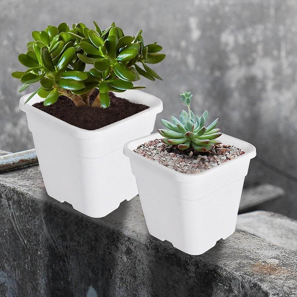 10 Pack Nursery Pots 3 Gallon Garden Planter Plastic Sqaure Seedling Pots White Flower Plant Container for Succulents, Seedlings, Cuttings, Transplanting, White