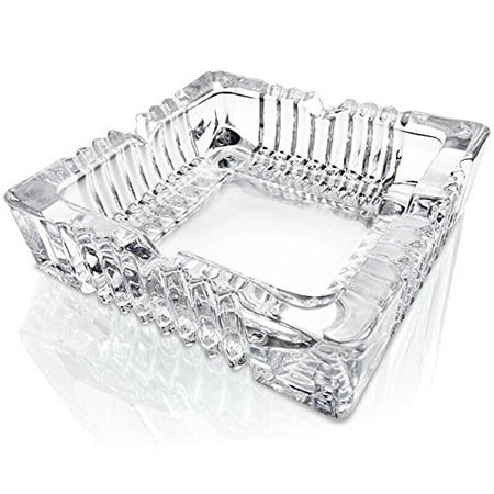 - All For You Crystal Heavy Glass Ashtray for Indoor and Outdoor Decorative (Square)