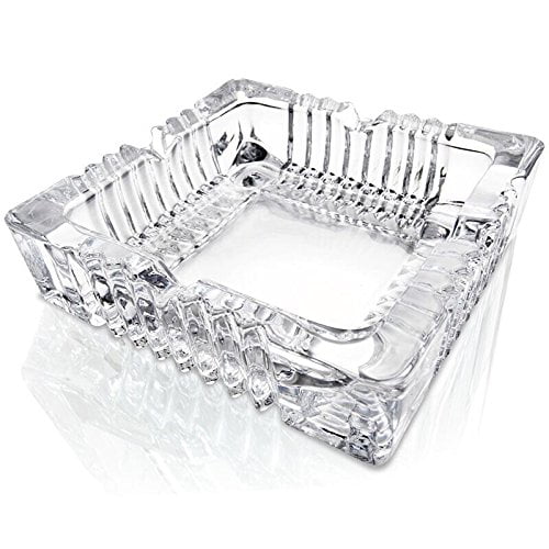 All For You Crystal Heavy Glass Ashtray for Indoor and Outdoor Decorative (Square)