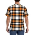 thumbnail image 2 of Naloa Orange Plaid Men's T-Shirt Sport T-shirt Men's Basic Tee Casual Men's Shirt, Round Neck, Short Sleeves - Small, 2 of 5