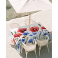 thumbnail image 3 of 60x120 Inch Outdoor Tablecloth with Umbrella Hole Zipper Rectangle Red Poppy Flower Rectangular Tablecloths Outside Waterproof Vintage Blue Independence Day Floral Patio Table Cover for Picnic Party, 3 of 8