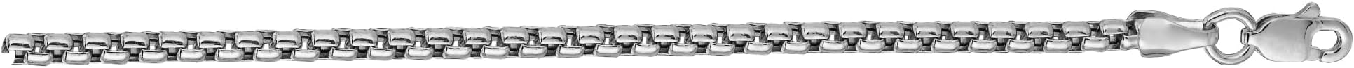 14k White Gold 2mm Lite Round Box Chain Link Necklace