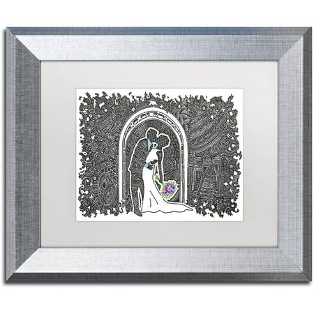 Trademark Fine Art 'Wedding Kiss' Canvas Art by Viz Art Ink, White Matte, Silver Frame