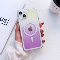 Mantto Magnetic Case for Apple iPhone 14 6.1 Inch,Compatible with MagSafe Charging,Shockproof Stylish Two-color Gradient Clear Anti-Scratch Lightweight Ultra Thin Phone Case Cover,Purple   Yellow