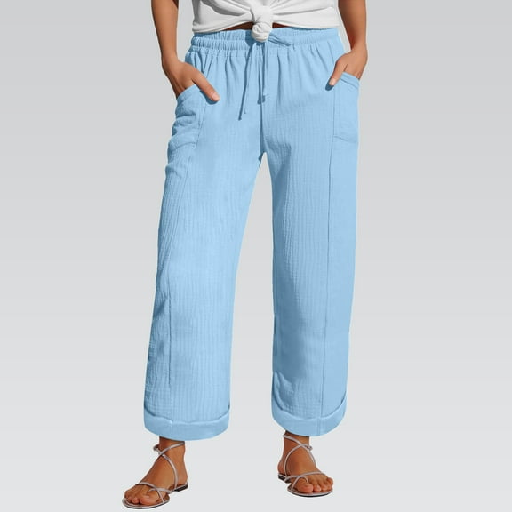 BILIKEYU Women's Lightweight Linen Summer Pants, womens pants, women's clothing, cargo pants women baggy