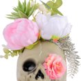 thumbnail image 2 of Mesa Calavera Flores Estatuilla Creativa Cabeza para Recuerdos Fiesta Halloween, 2 of 3