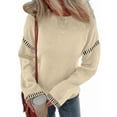 thumbnail image 3 of Suéteres para Mujer, Cuello Redondo Liso, Corte Holgado, Larga, Punto en Contraste, Jersey, Tops Albaricoque XL, 3 of 7