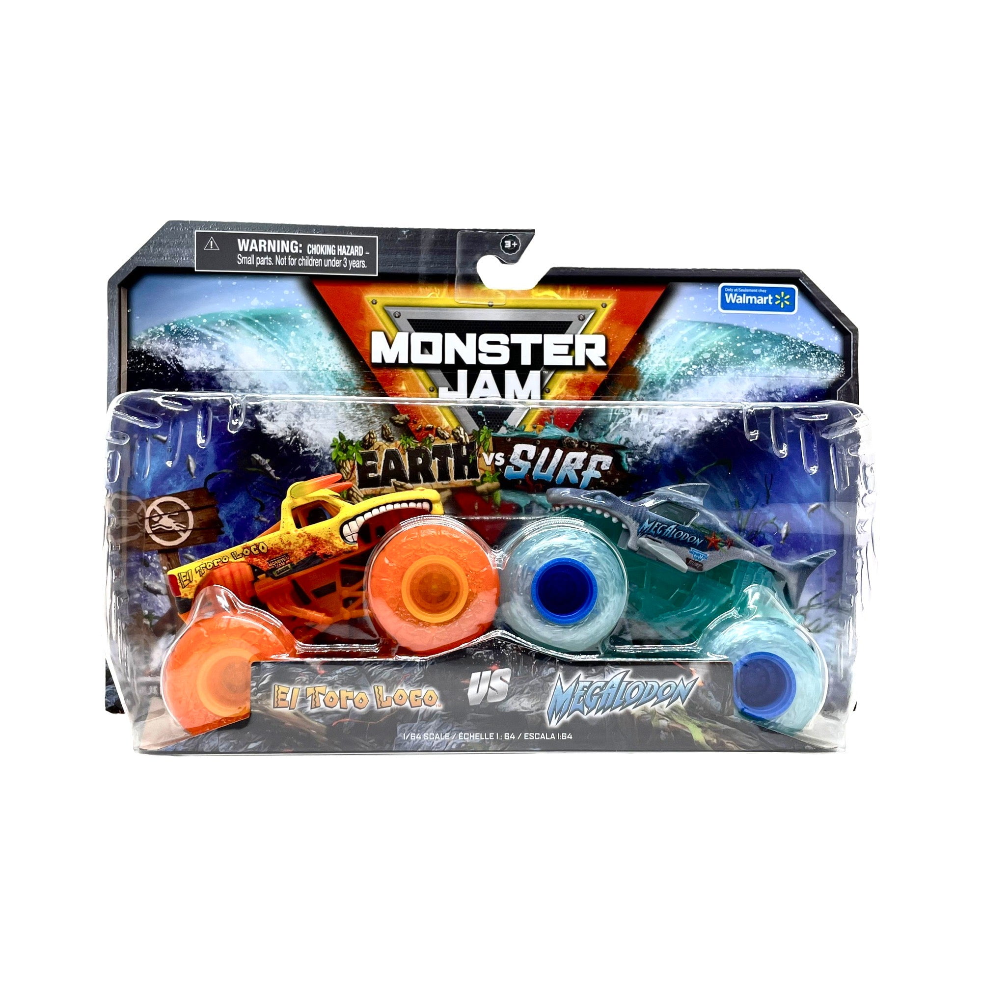 Monster Jam Earth vs Surf Walmart Exclusive El Toro Loco vs Megalodon
