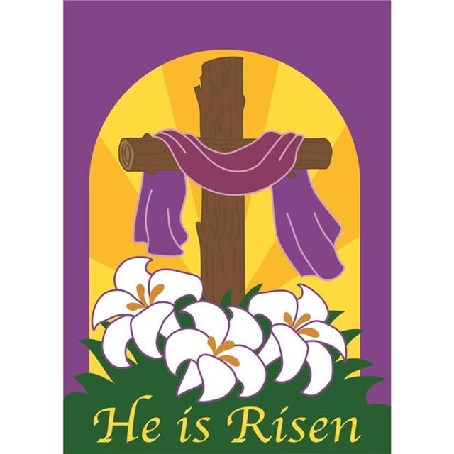 Magnolia Garden Flags M010010 13 x 18 in. Easter Cross Risen Polyester Garden Flag