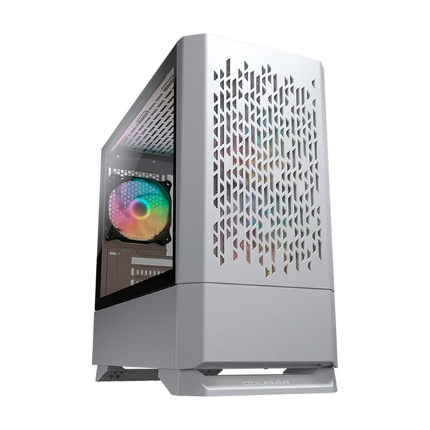 Gabinete Gamer Cougar MG140 Air RGB Cristal templado Mini ITX 3 FAN Blanco 385JM80.0002