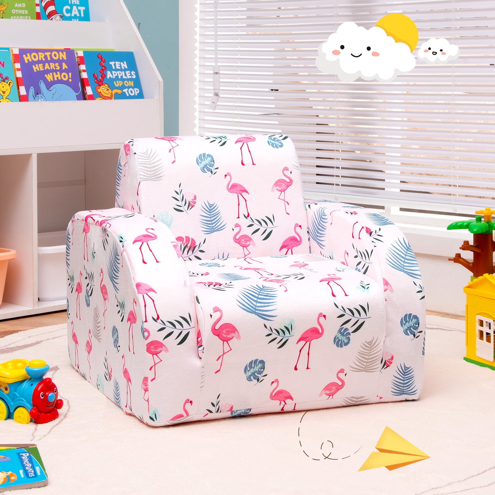 Infans 3-in-1 Convertible Kid Sofa Bed Flip-Out Chair Lounger for Toddler Pink