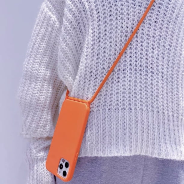 Funda con cordón para collar cruzado de silicona líquida oficial para iPhone 11 12 13 14 Pro Max Mini XS X XR 6 6S 7 8 Plus SE, funda blanda Tan Jianjun unisex