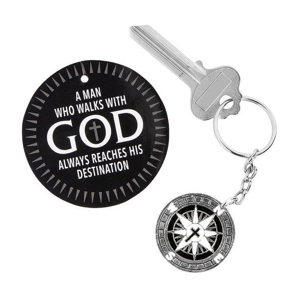 Fun Express Religious Father’s Day Compass Charm Keychains with Card - 12 Pieces