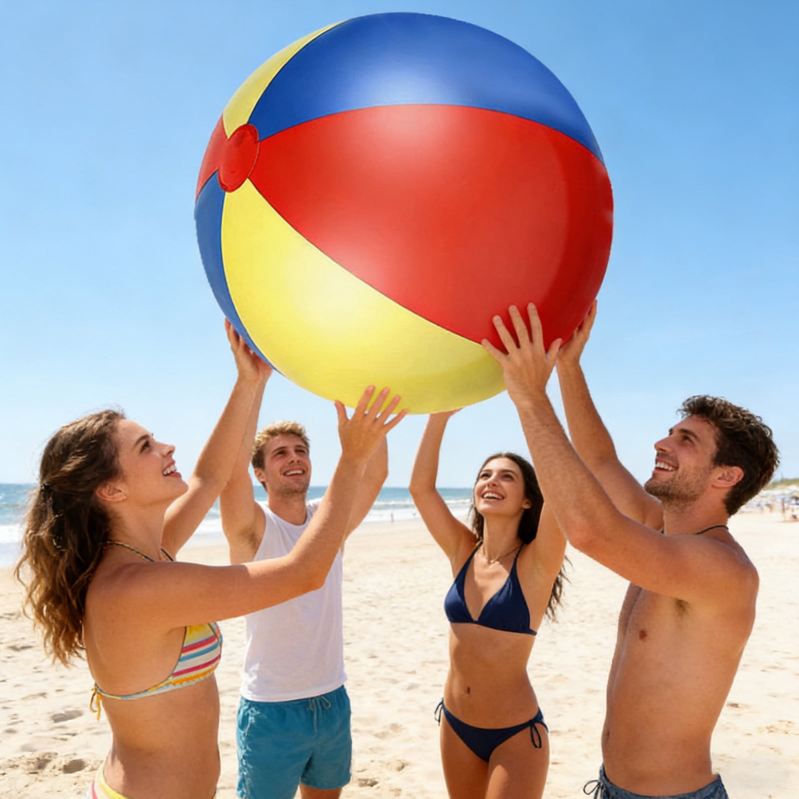 Inflatable Soccer Ball Beach Ball Lightweight Bouncy Sports Ball for Outdoor Backyard and Pool Summer Activities 31inch