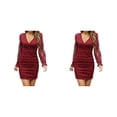 thumbnail image 4 of Jumpingount Vestido de manga larga de encaje Sexy para mujer de primavera, vestido de fiesta para niñas, estilo informal de poliéster con cuello Vino rojo L 2Conjunto, 4 of 6