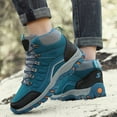 thumbnail image 6 of Krdevn Winter High Top Outdoor Sneakers For Women Hiking Mountaineering Travel Walking Shoes Non Warm Cold Weather Comfortable(Color:Blue,Size:6.5), 6 of 9