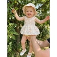 thumbnail image 5 of Cenuakty Baby Girl Summer Outfits Sleeveless Bow/Floral Print Skirt Romper with Hat Set Newborn Clothes, 5 of 9