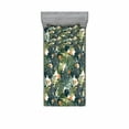 thumbnail image 2 of Floral Bedding Set with Sheet & Covers, Botanic Tropic Leaves and Flowers Hawaiian Theme Summer Plants Illustration, Printed Bedroom Decor 2 Shams, 4 Sizes, Green and White, by Ambesonne, 2 of 3