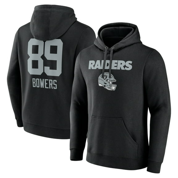 Men's Brock Bowers Black Las Vegas Raiders Name & Number Team Wordmark Pullover Hoodie