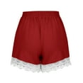 thumbnail image 6 of Htigea 2 Pack Womens Drawstring Shorts Lace Hem Wide Leg Shorts Summer Elastic Waist Casual Loose Fit Shorts Plus Size Cotton Linen Home Shorts Red,4XL, 6 of 7