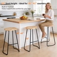 thumbnail image 4 of FIRAVOE Bar Stools Set of 2 (Solid Wood Saddle Seat) 30 Inch Bar Height Bar Stools Backless Barstools for Kitchen Island, 4 of 10